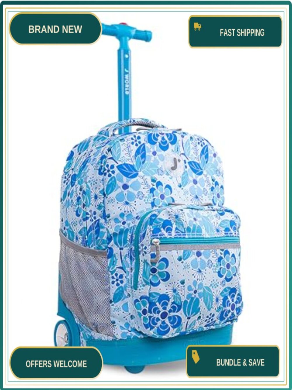 Rolling Backpack with Wheels for School, Convertible Wheeled Bookbag, Durable